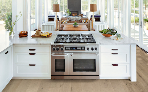 beautiful stone countertops in a bright open concept kitchen 